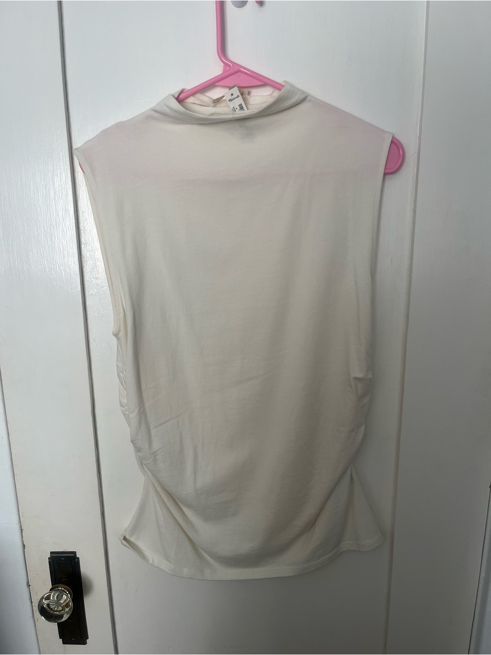 Madewell Mock Neck Sleeveless Drape Top Ivory XL NWT